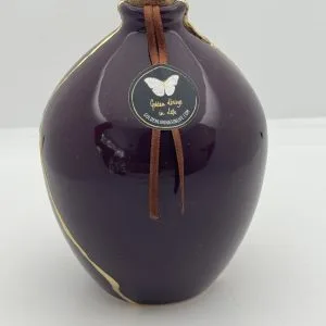 Kintsugi Urn ~ The Art of Remembrance ~ Deep Purple Sphere Kintsugi Urn Dieppaarse Bol | Handgemaakte Herinneringsurn Keramiek | Gouden Lijnen | Wabi-Sabi Gedenkobject | Unieke Asbewaring