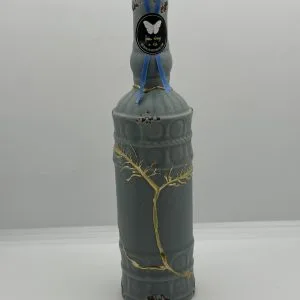Kintsugi Urn | Grijze Flesvorm met Levensboom | Handgemaakt Gedenkstuk | Gouden Verbindingen | Asurn met Kurk | Tree of Life Urn