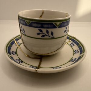 Kintsugi Couple Cup ~ Blue Leaf