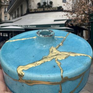 Kintsugi stolpvaas ~ Turquoise Lagoon